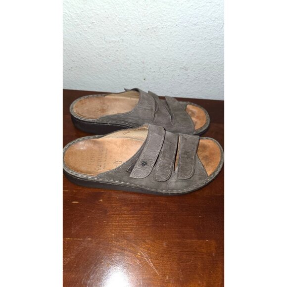 Finn Comfort Women's Taupe Leather Slide Sandals Adjustable Straps Size 43 - Picture 3 of 6